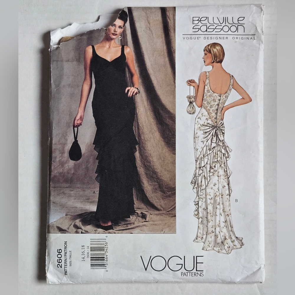 Vogue 2606 - Uncut Pattern Floor Evening Gown/Wedding Gown w Ruffles